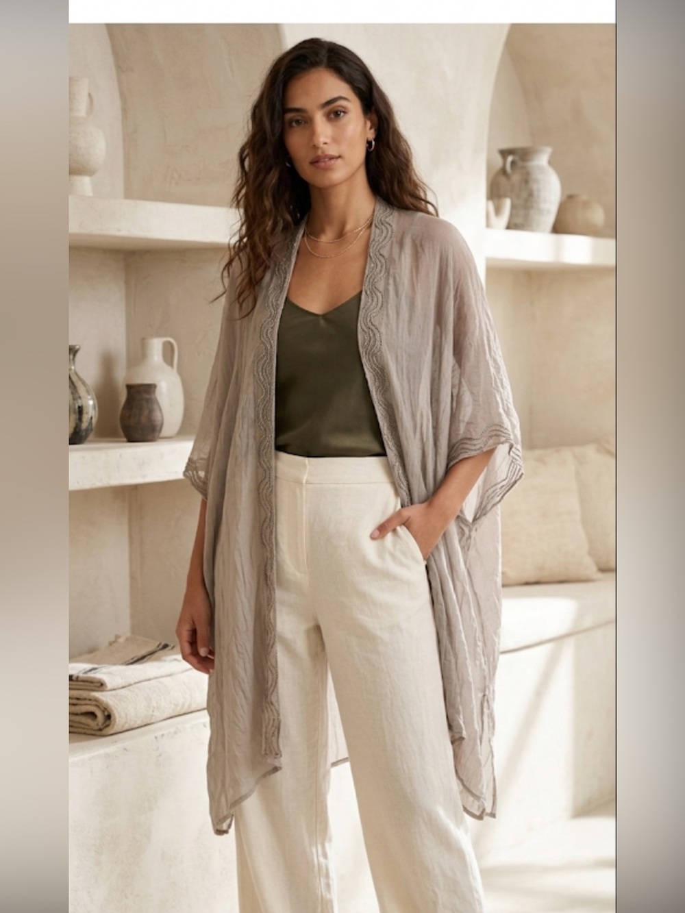 INC International Concepts Sheer Open-Front Kimono - One Size
